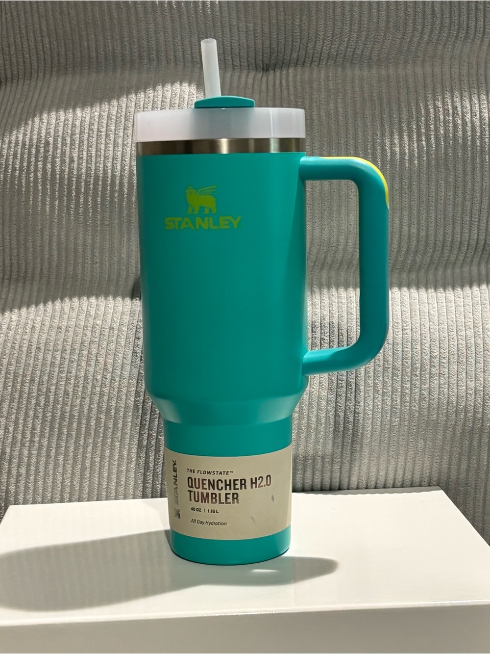 Stanley Teal & Lime Travel Quencher 40 oz. Tumbler with Handle